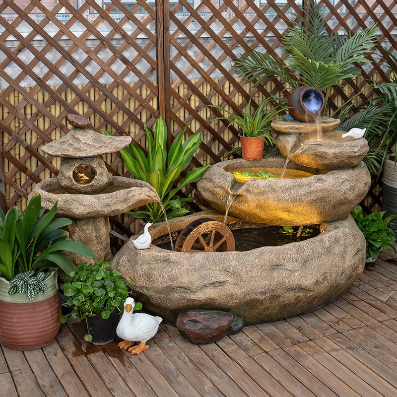 Aquarium Fish In Pond - Outdoor-Balkon-Fischteich Hof-Wasserbrunnen Landschafts-Wasserkreislauf-Aquarium Fertiges Wasserspiel-Ornament