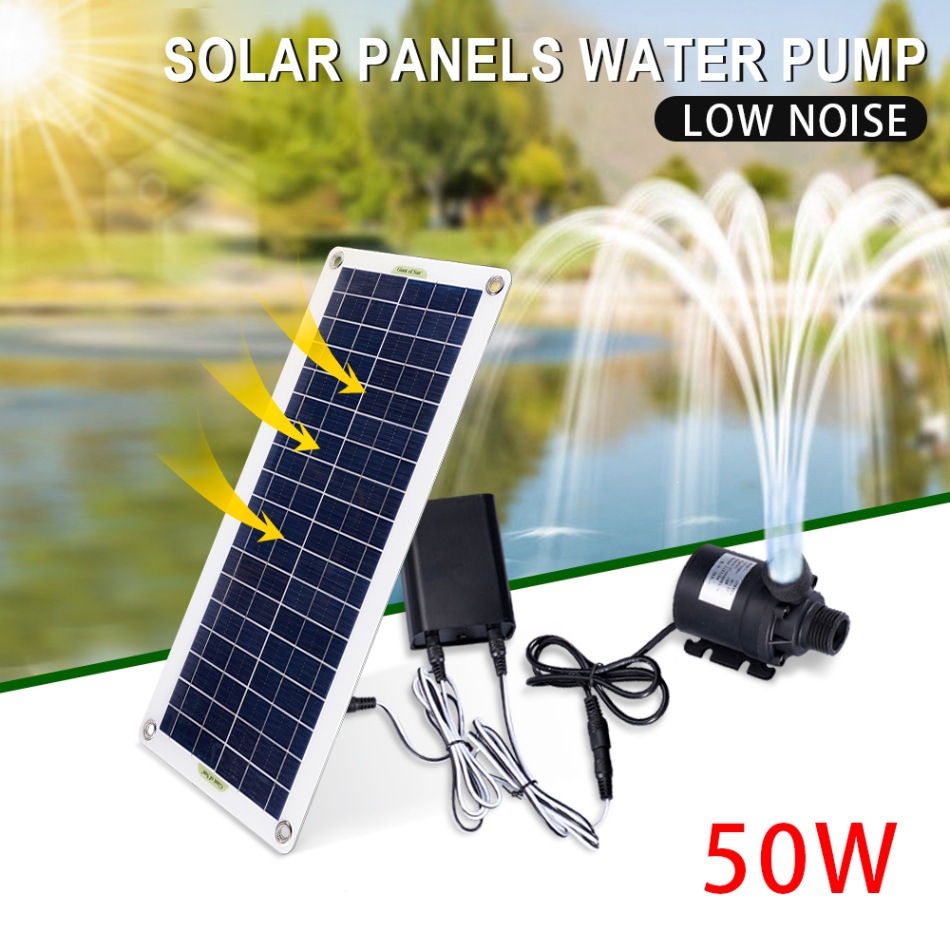 Aquarium Fish In Pond - 50W Solarbetriebene Wasserpumpen-Set Geräuscharmer DC Bürstenloser